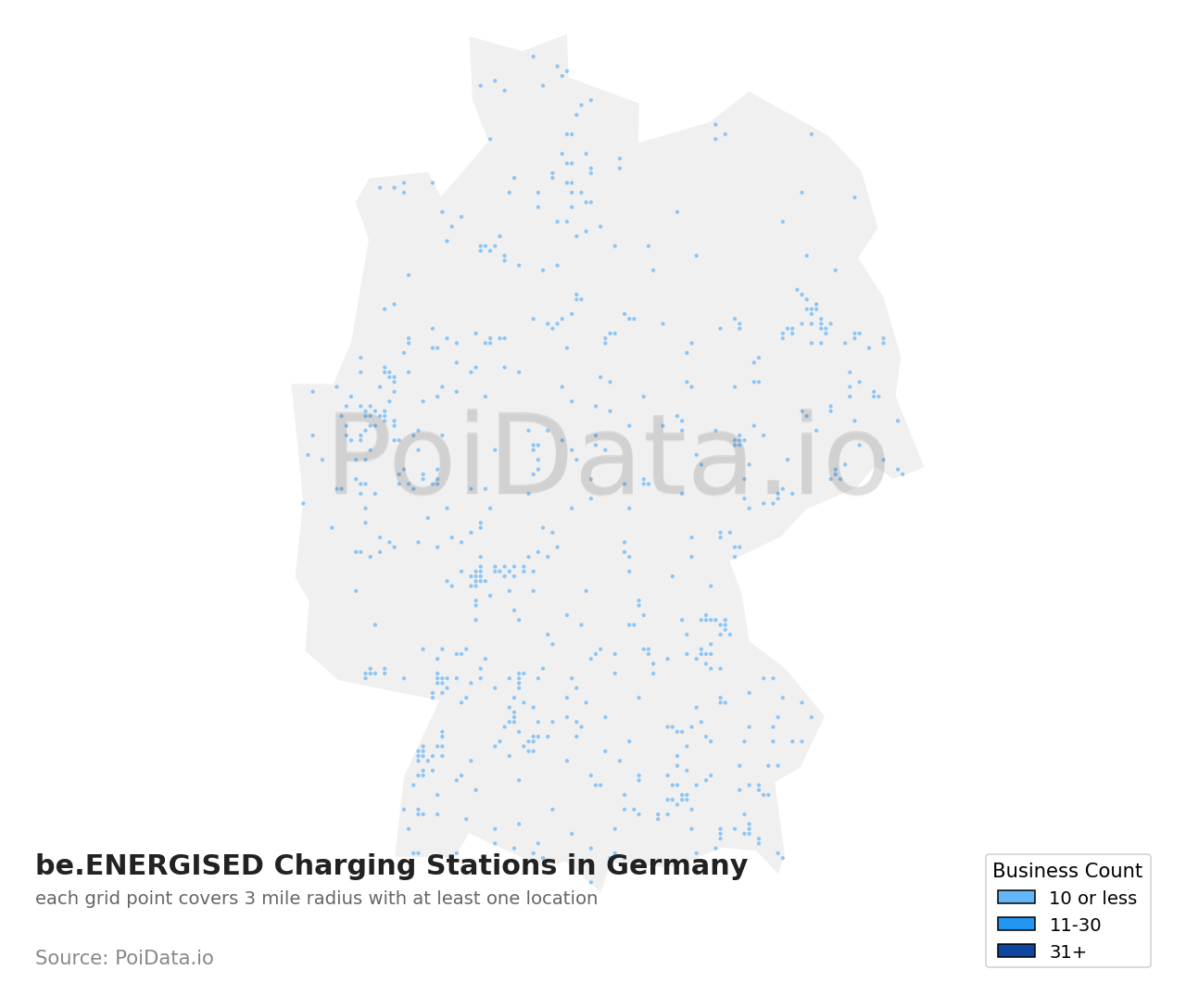 be.ENERGISED Charging Station density map for Germany