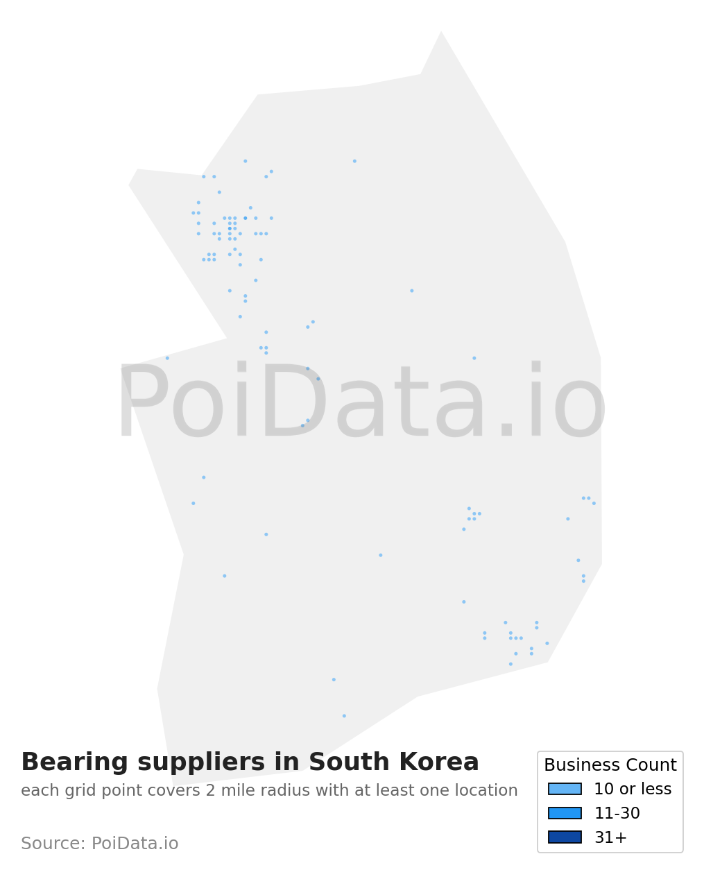 Bearing supplier density map for South Korea