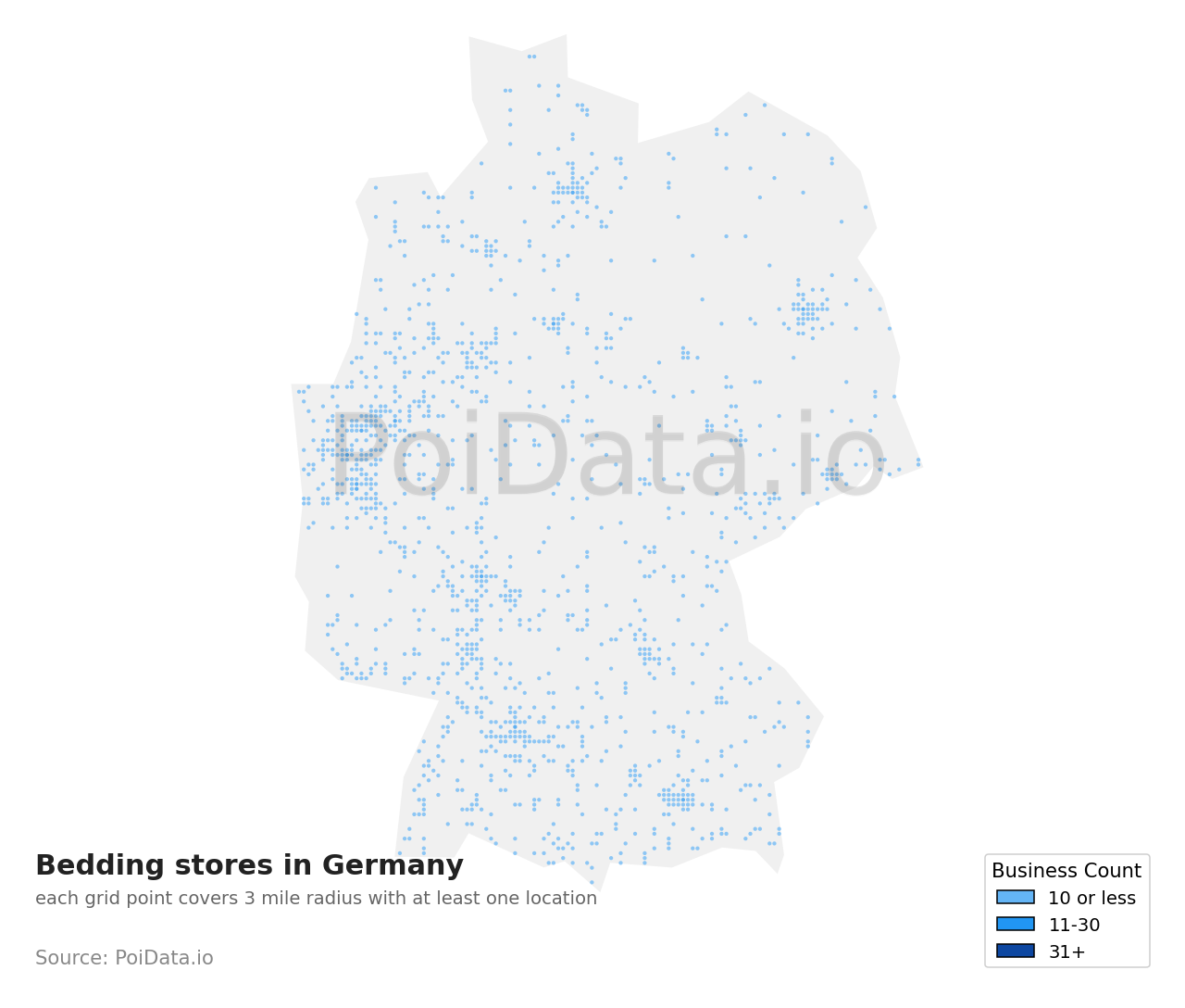 Bedding store density map for Germany