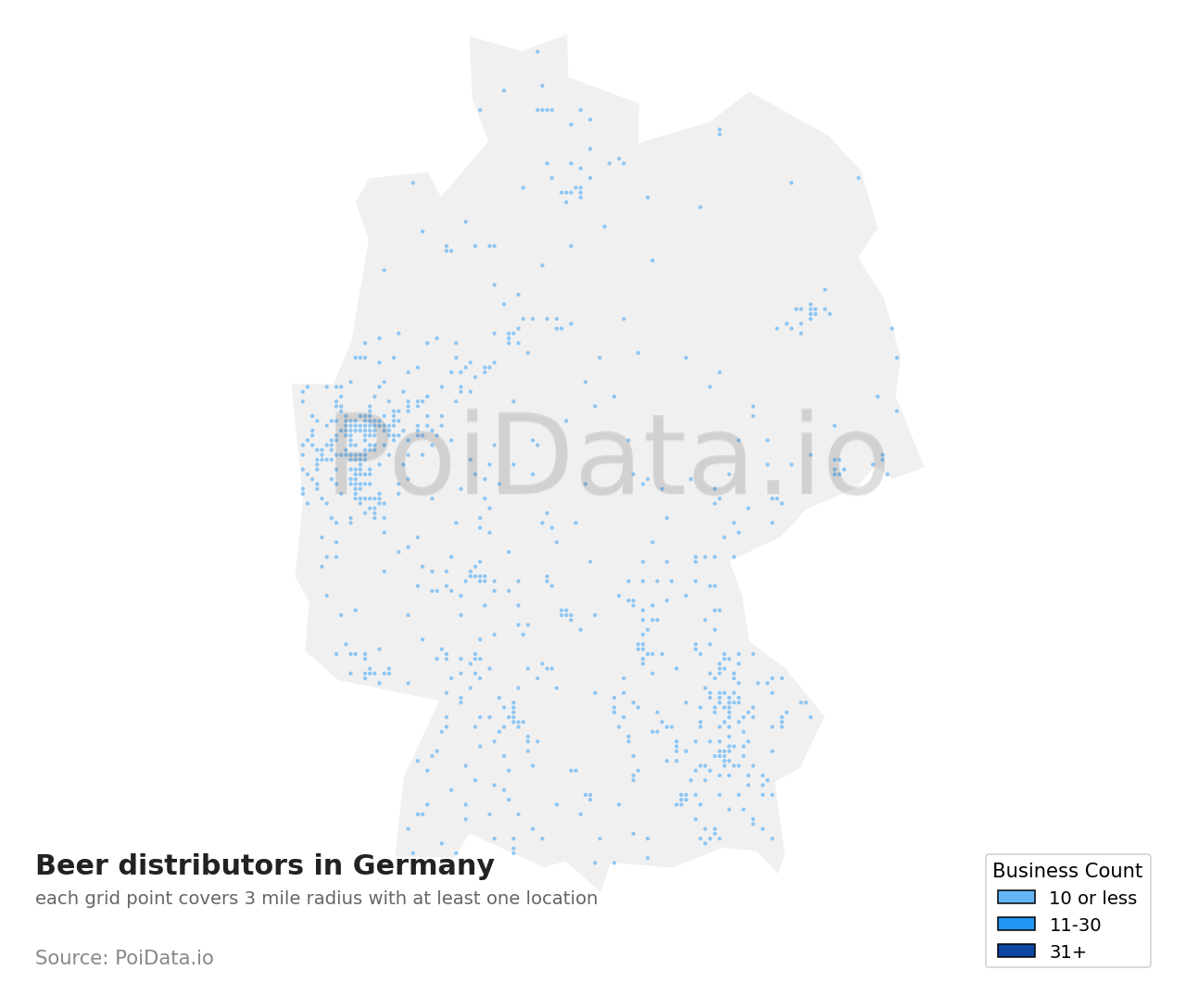 Beer distributor density map for Germany