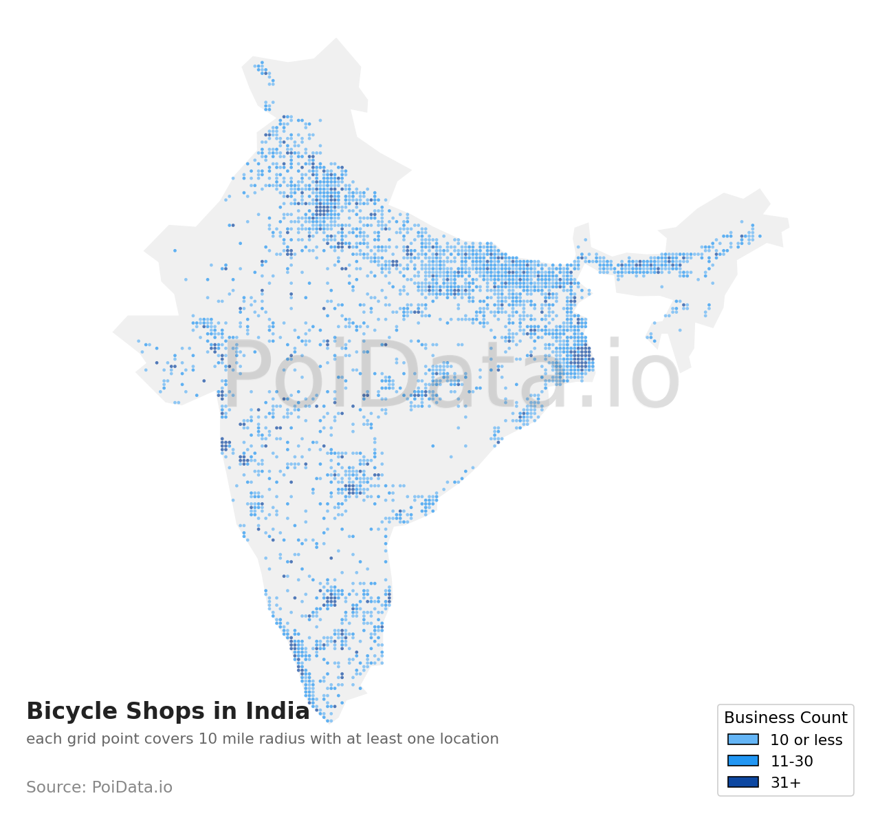 Bicycle Shop density map for India