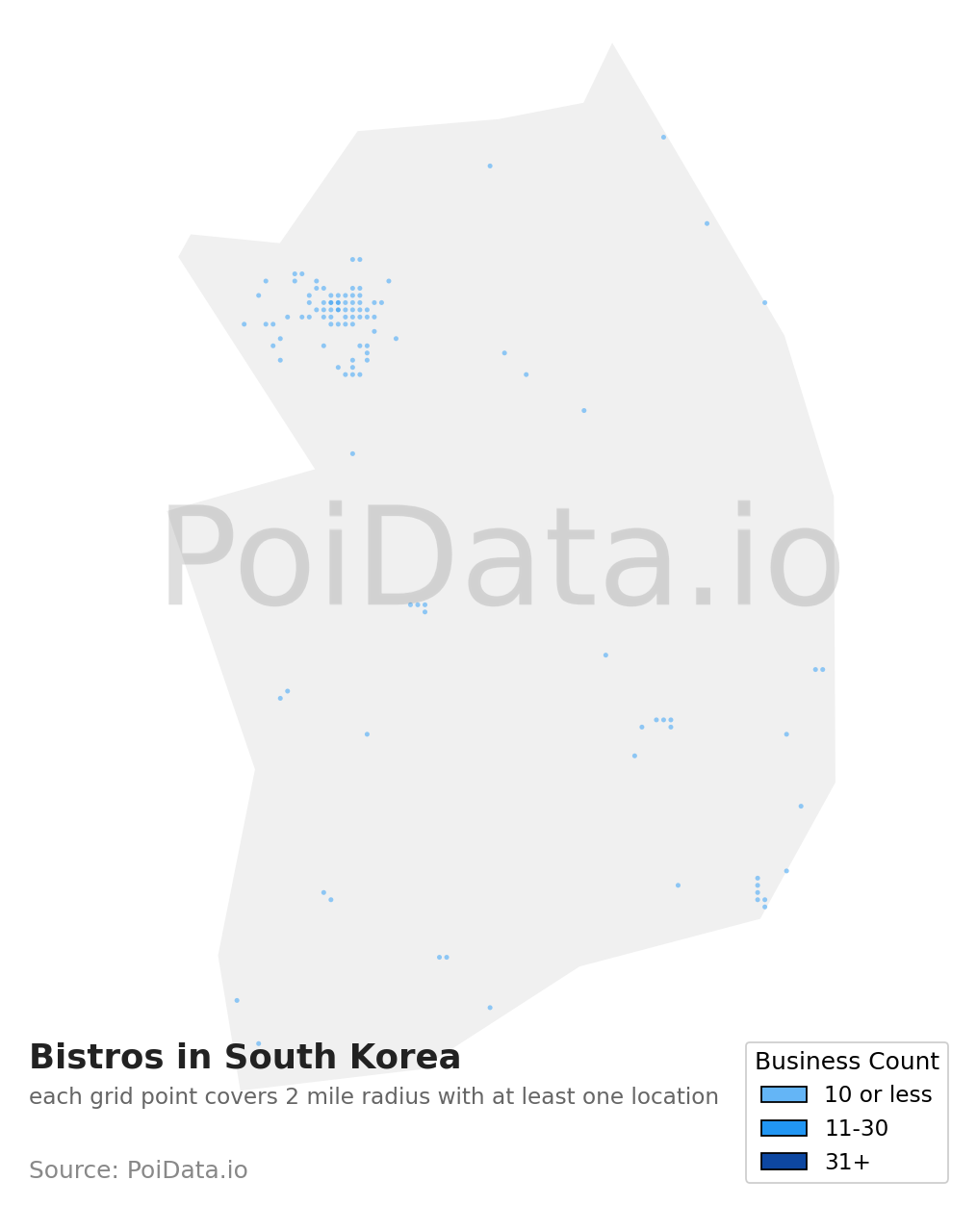 Bistro density map for South Korea