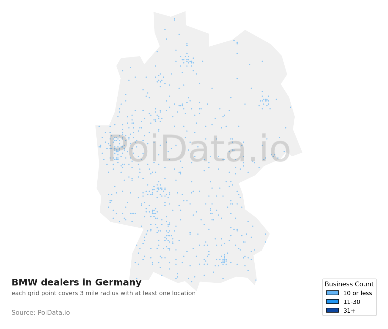 BMW dealer density map for Germany