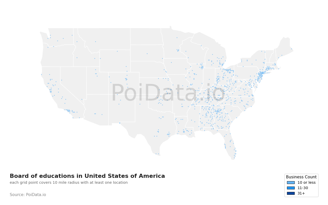 Board of education density map for Illinois, United States