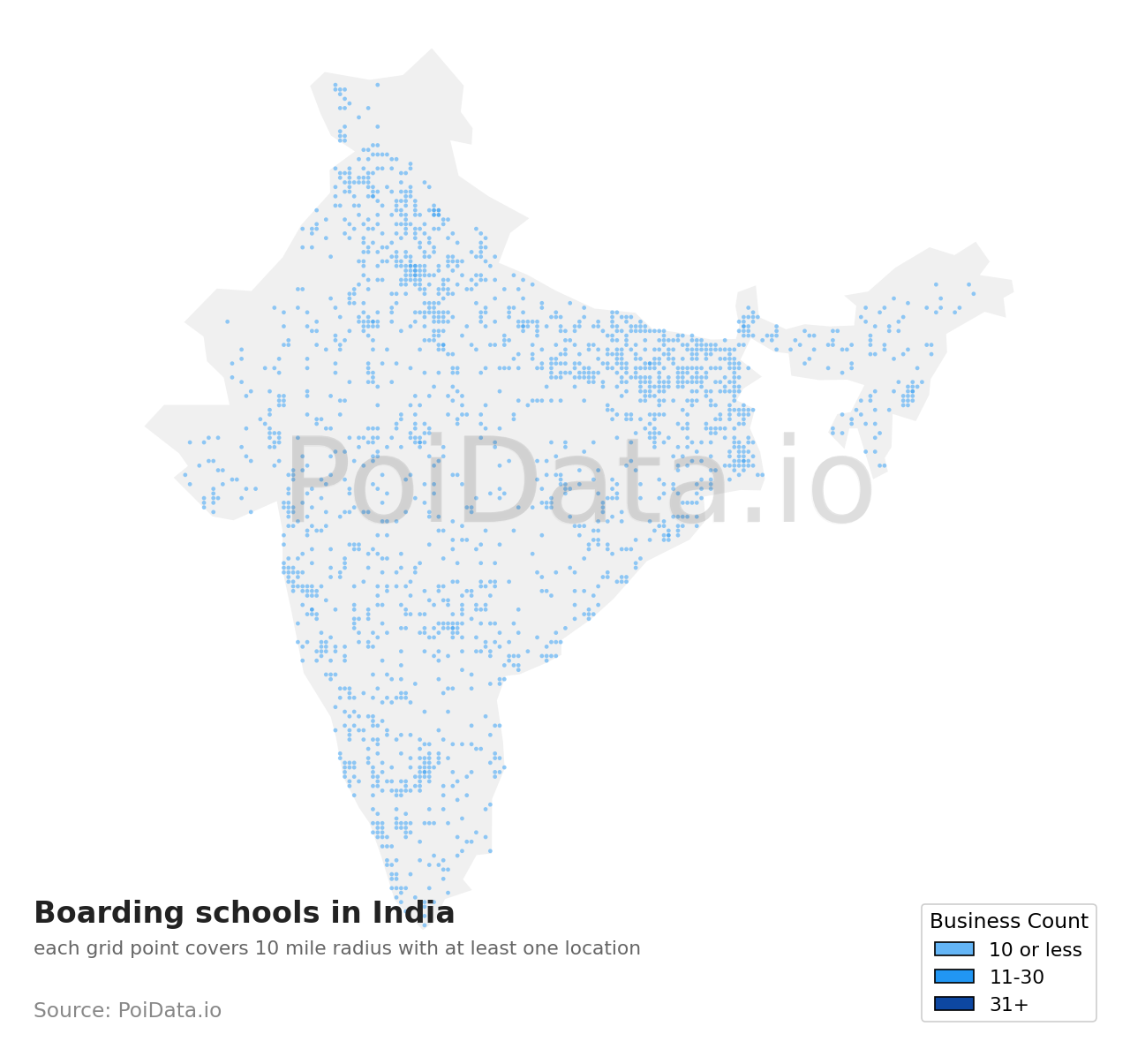 Boarding school density map for India