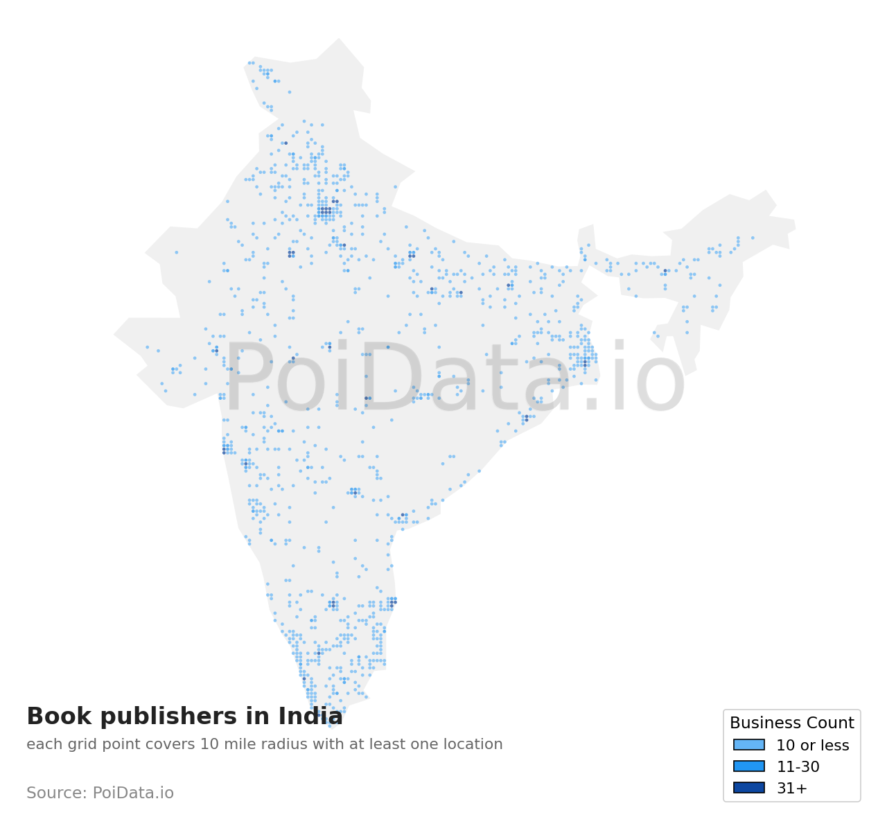 Book publisher density map for India