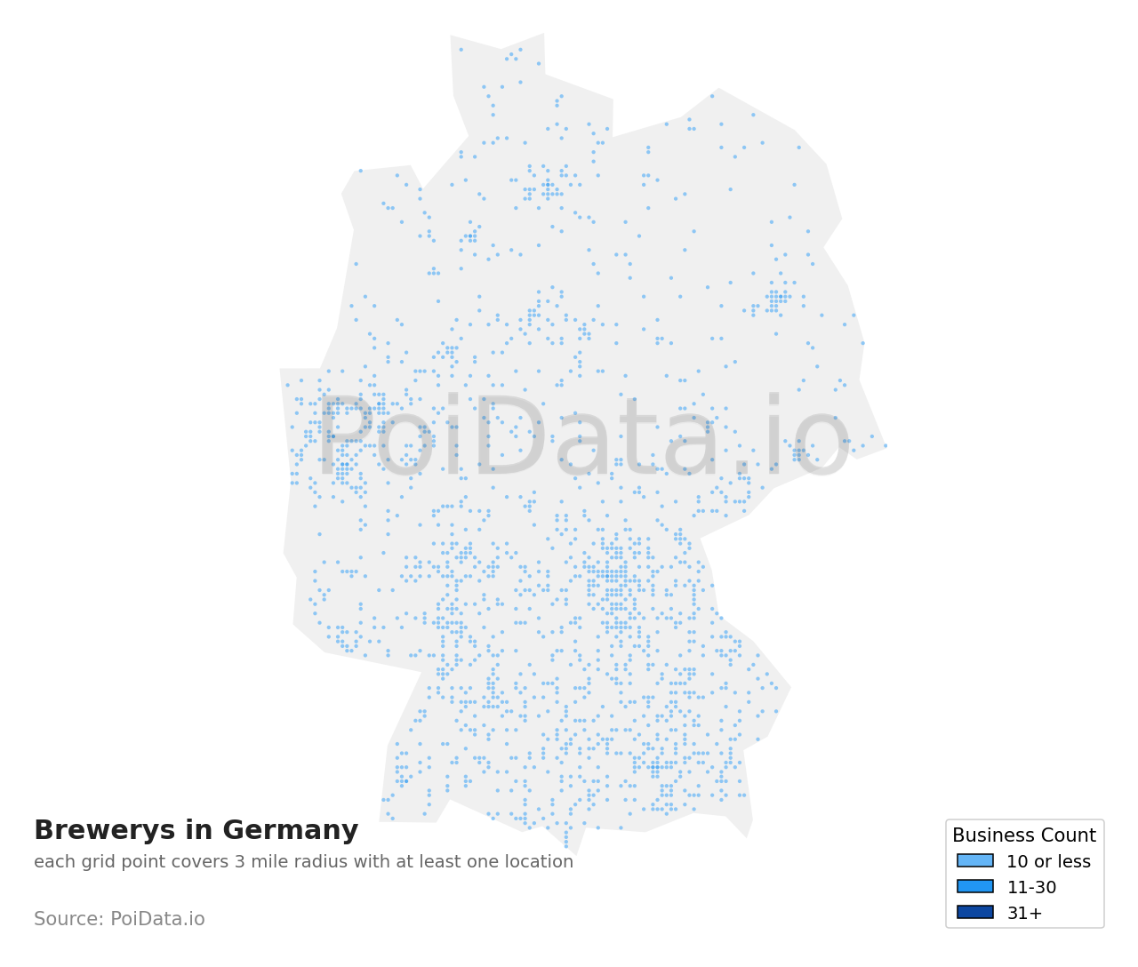 Brewery density map for Germany