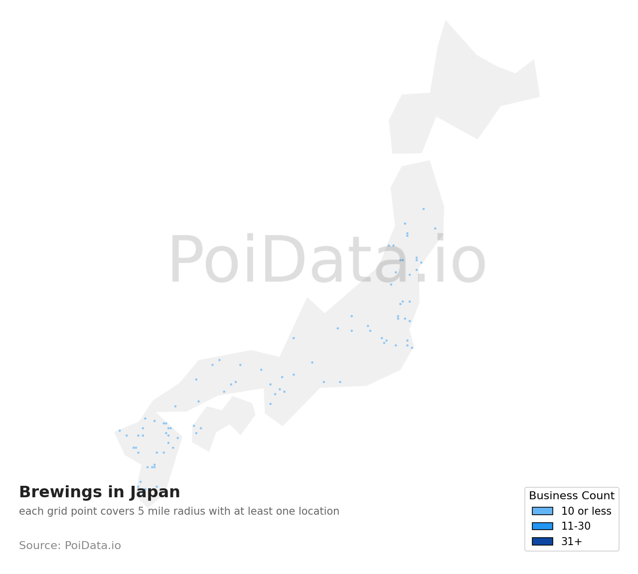 Brewing density map for Japan