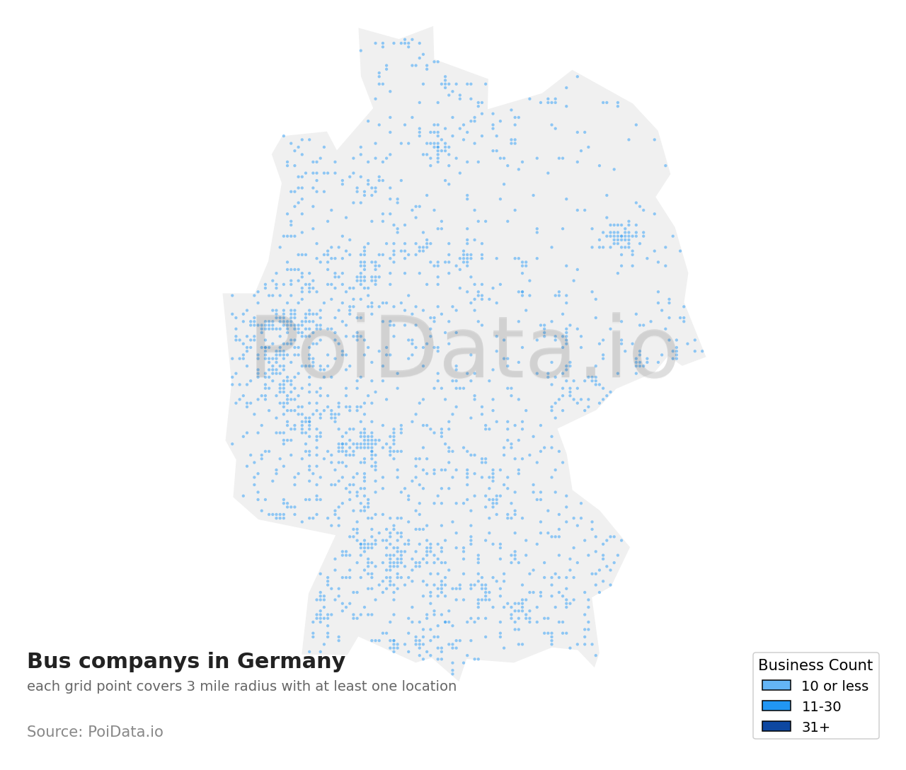 Bus company density map for Germany