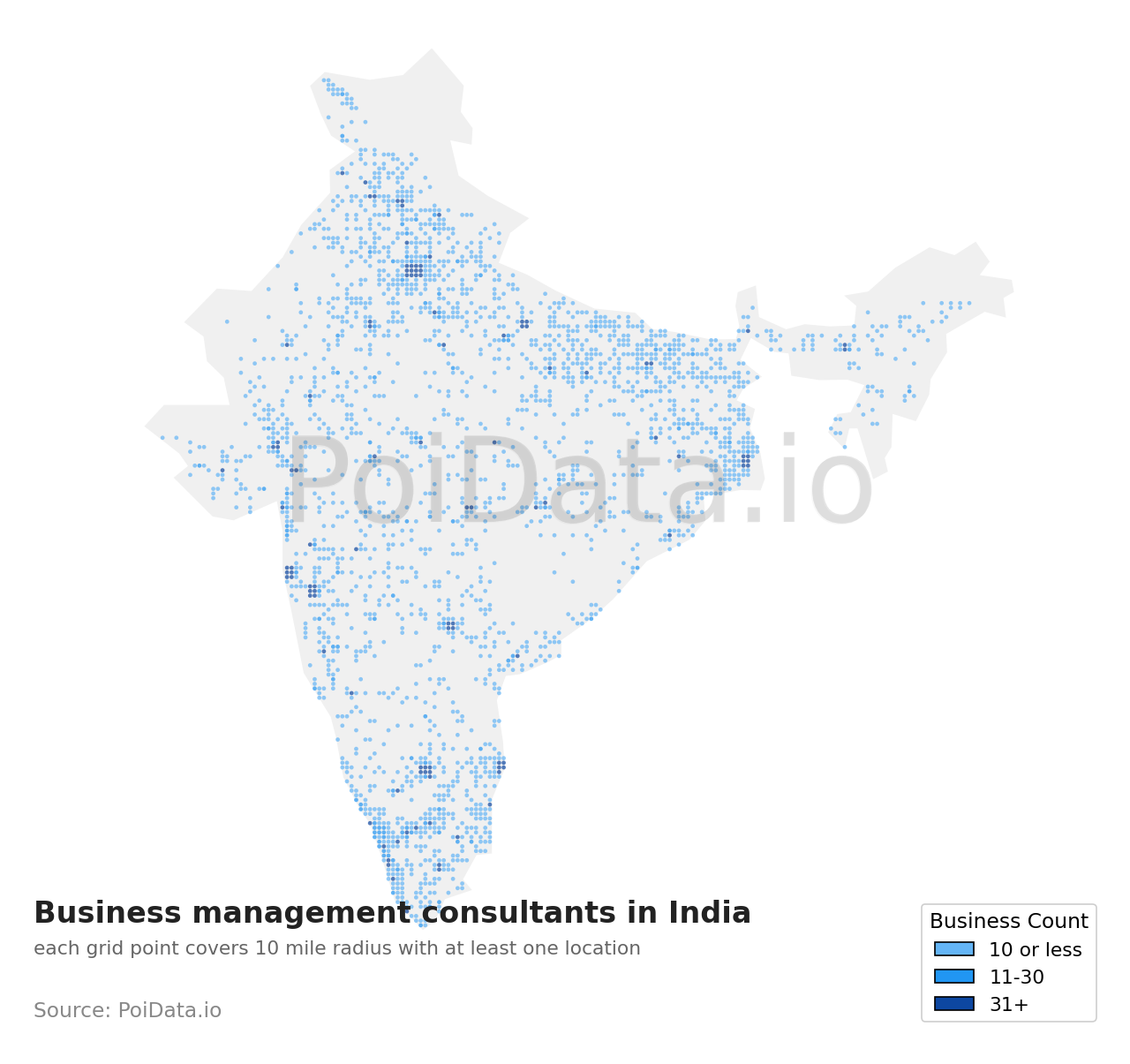 Business management consultant density map for India