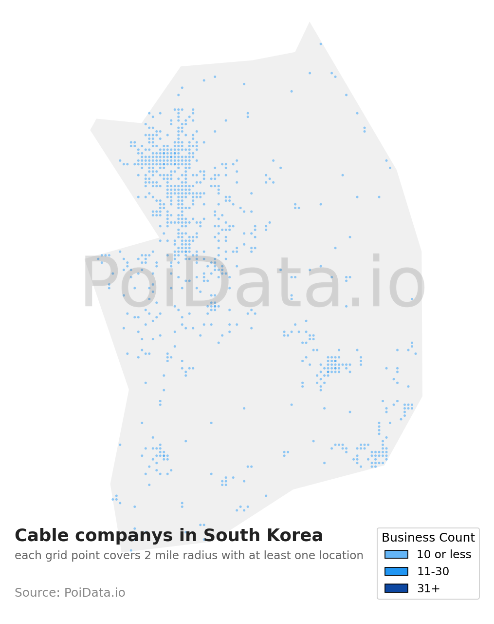 Cable company density map for South Korea