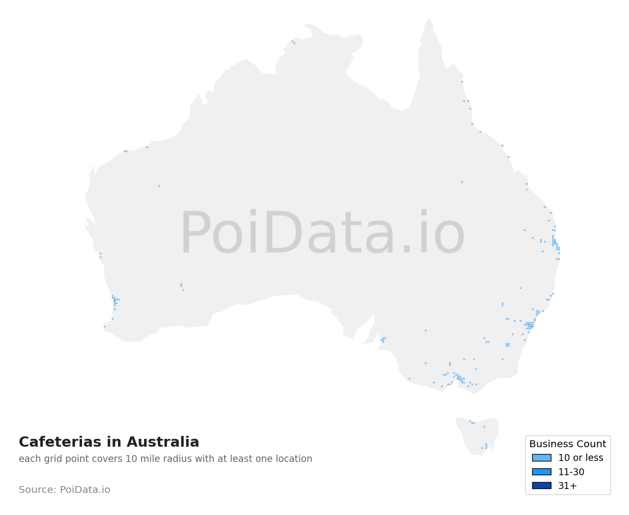 Cafeteria density map for Australia