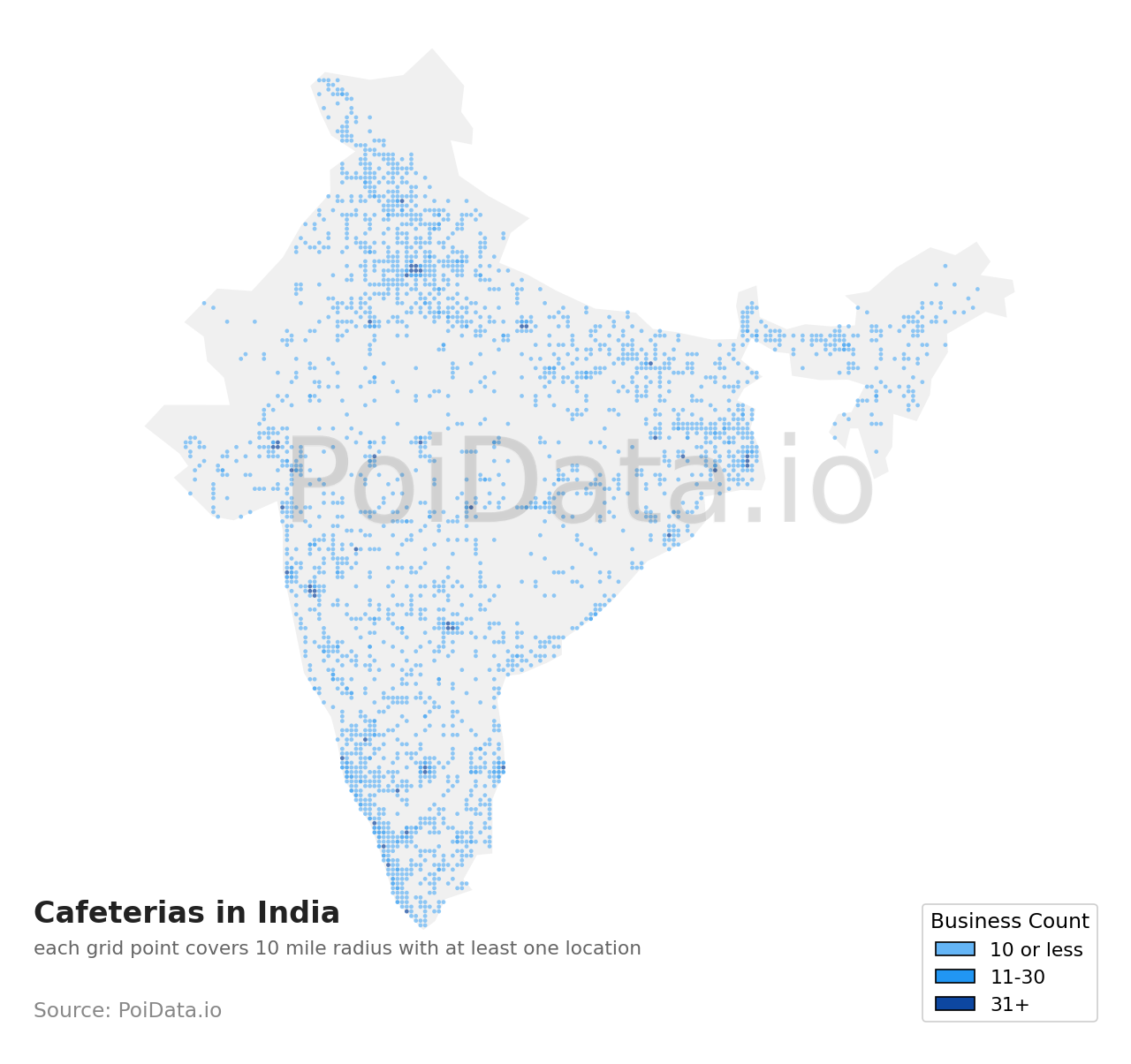 Cafeteria density map for India