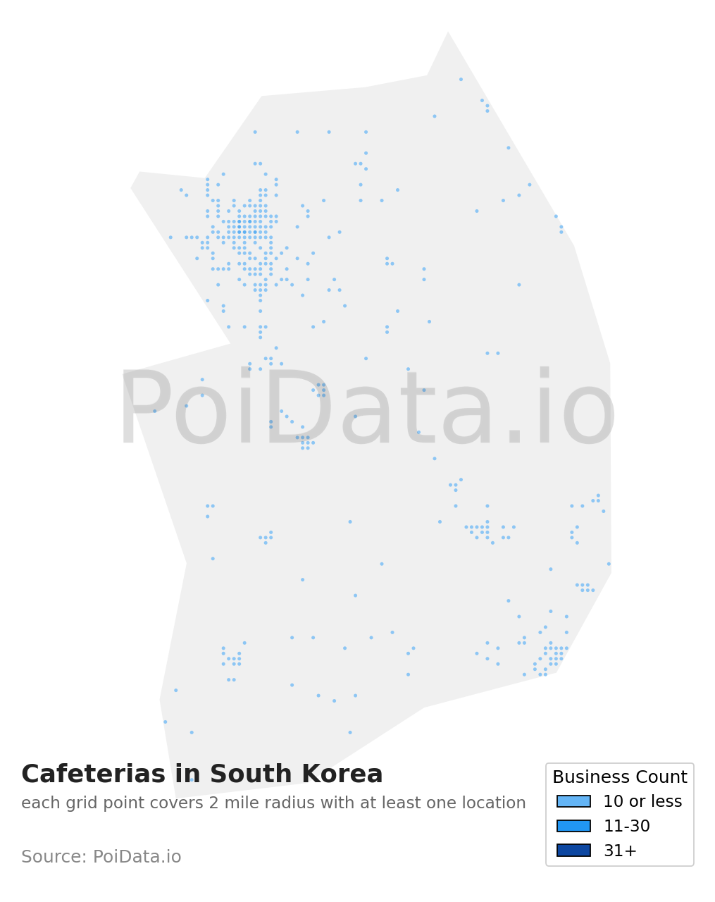 Cafeteria density map for South Korea