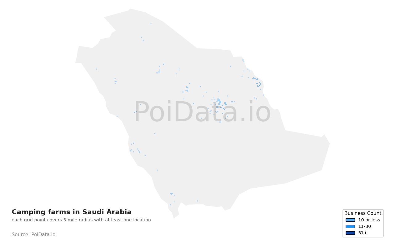 Camping farm density map for Saudi Arabia
