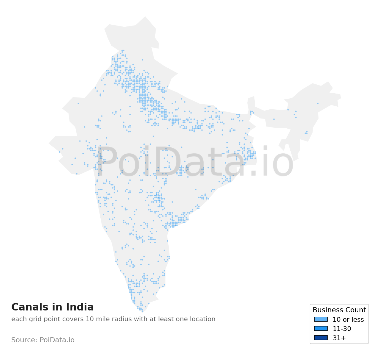 Canal density map for India