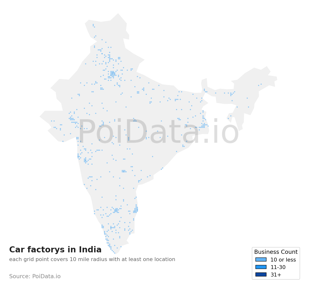 Car factory density map for India