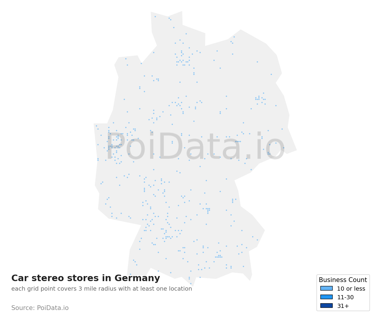Car stereo store density map for Germany