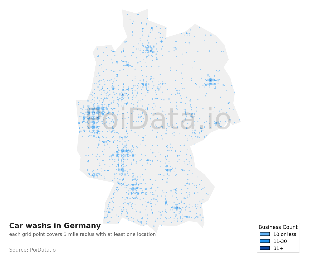 Car wash density map for Germany
