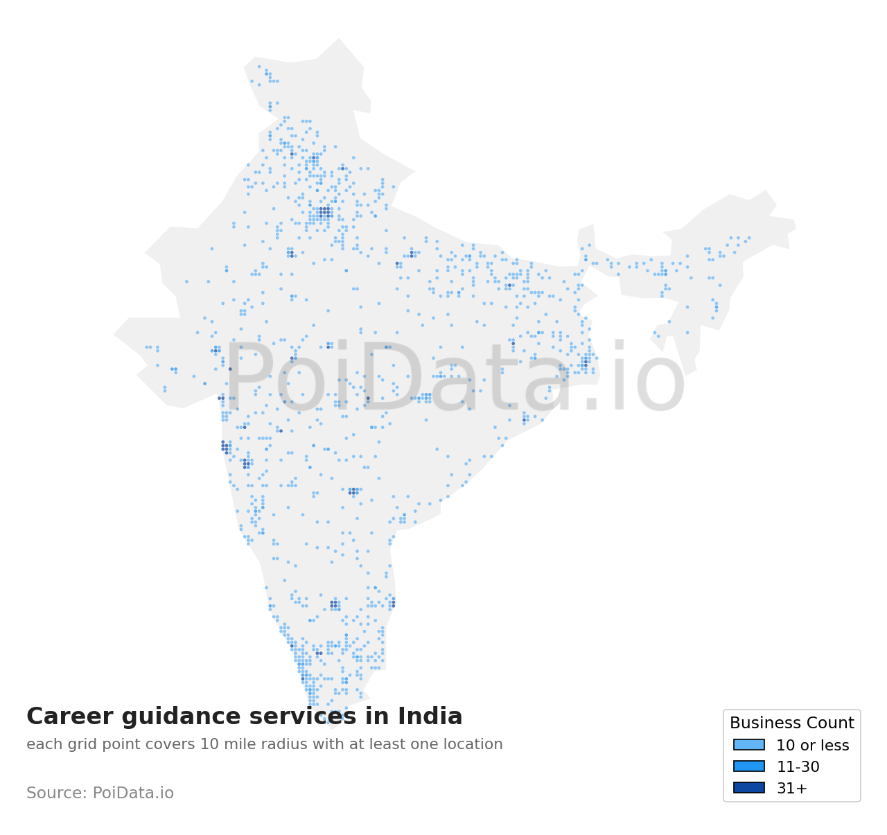 Career guidance service density map for India