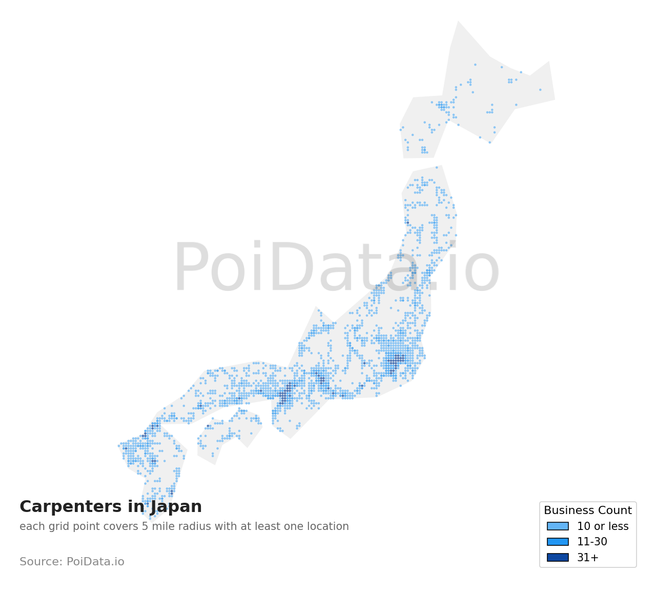 Carpenter density map for Japan