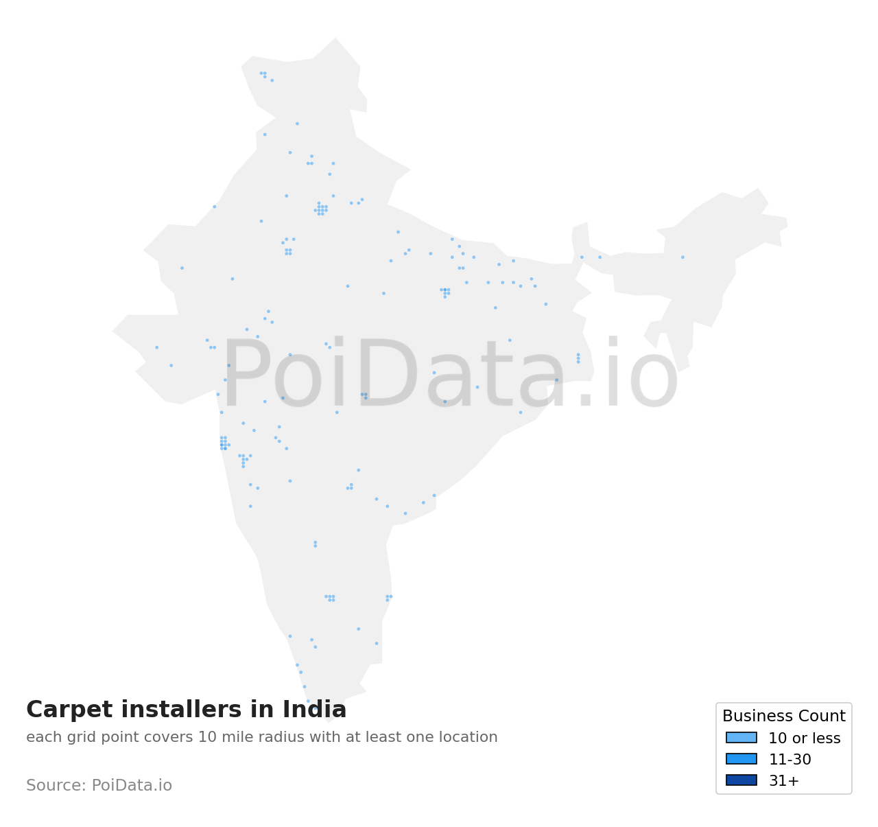 Carpet installer density map for India