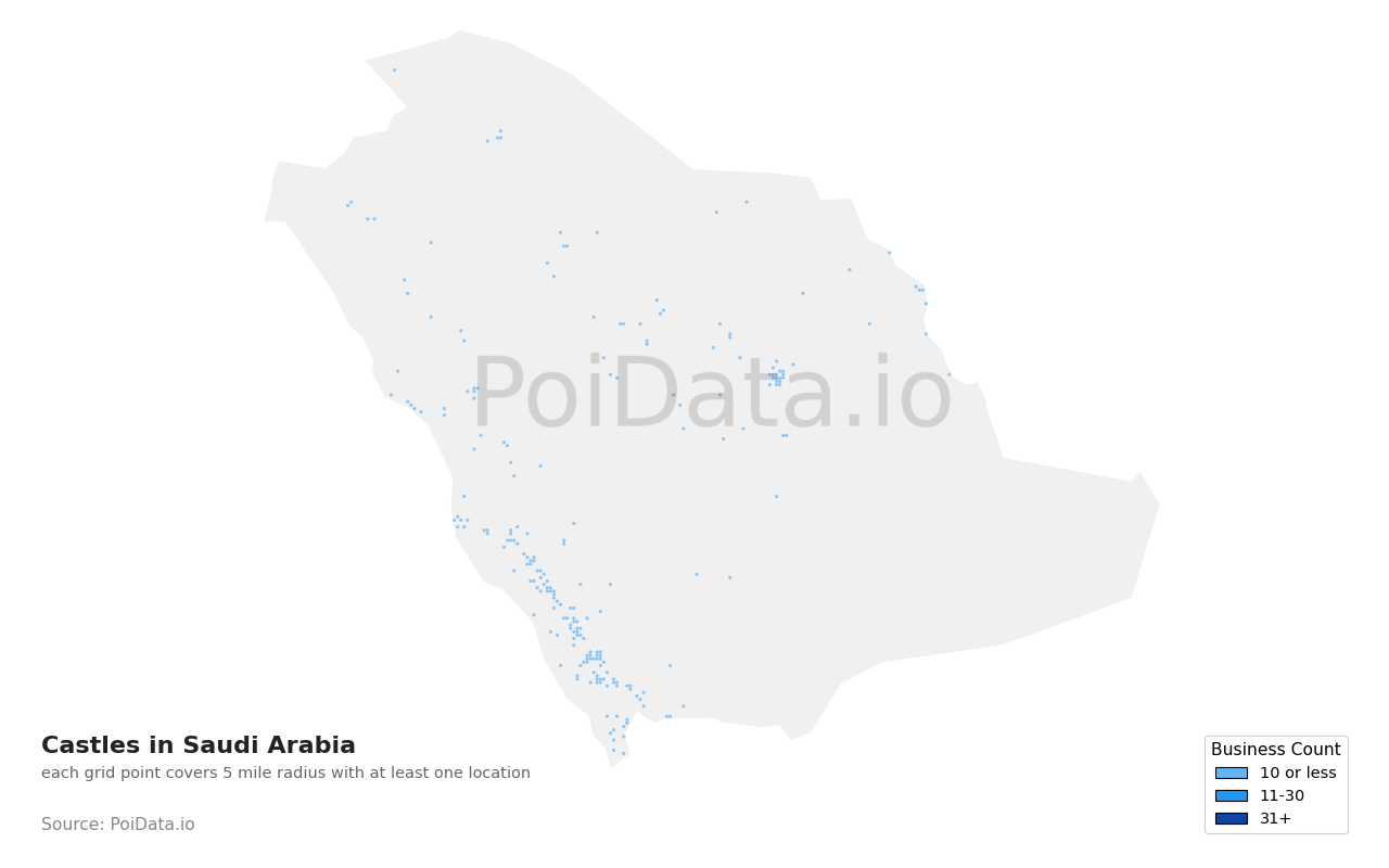 Castle density map for Saudi Arabia