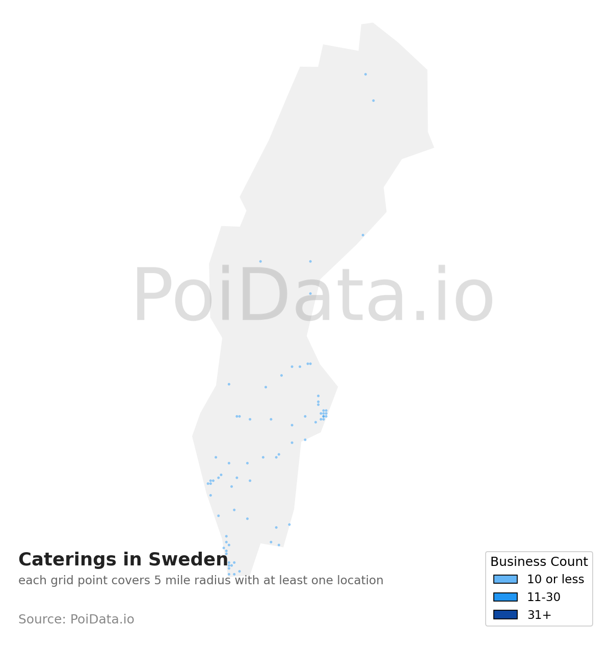 Catering density map for Sweden