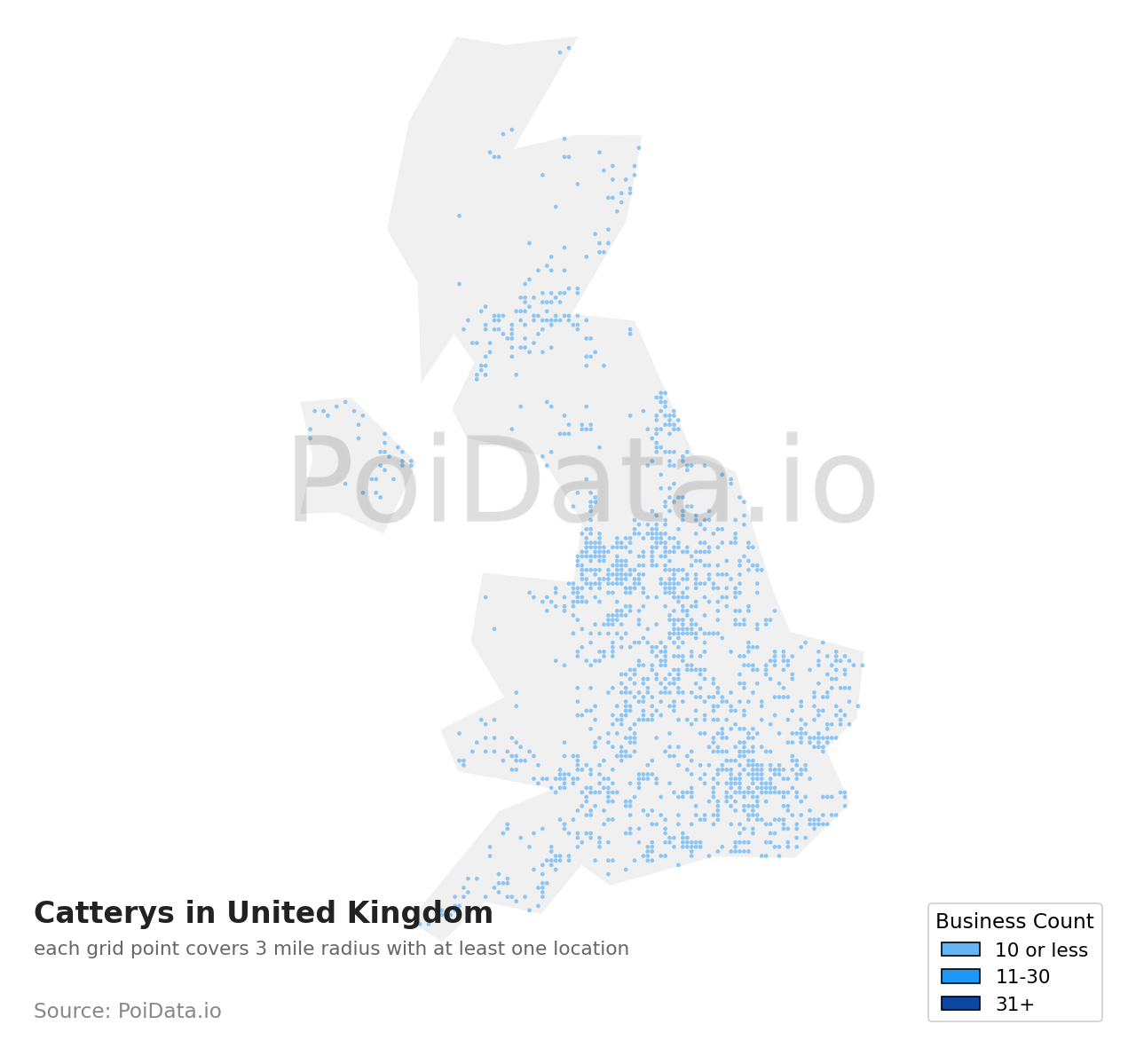 Cattery density map for United Kingdom