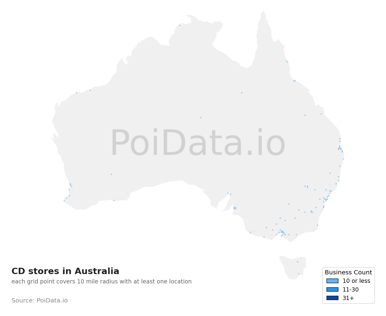 CD store density map for QLD, Australia