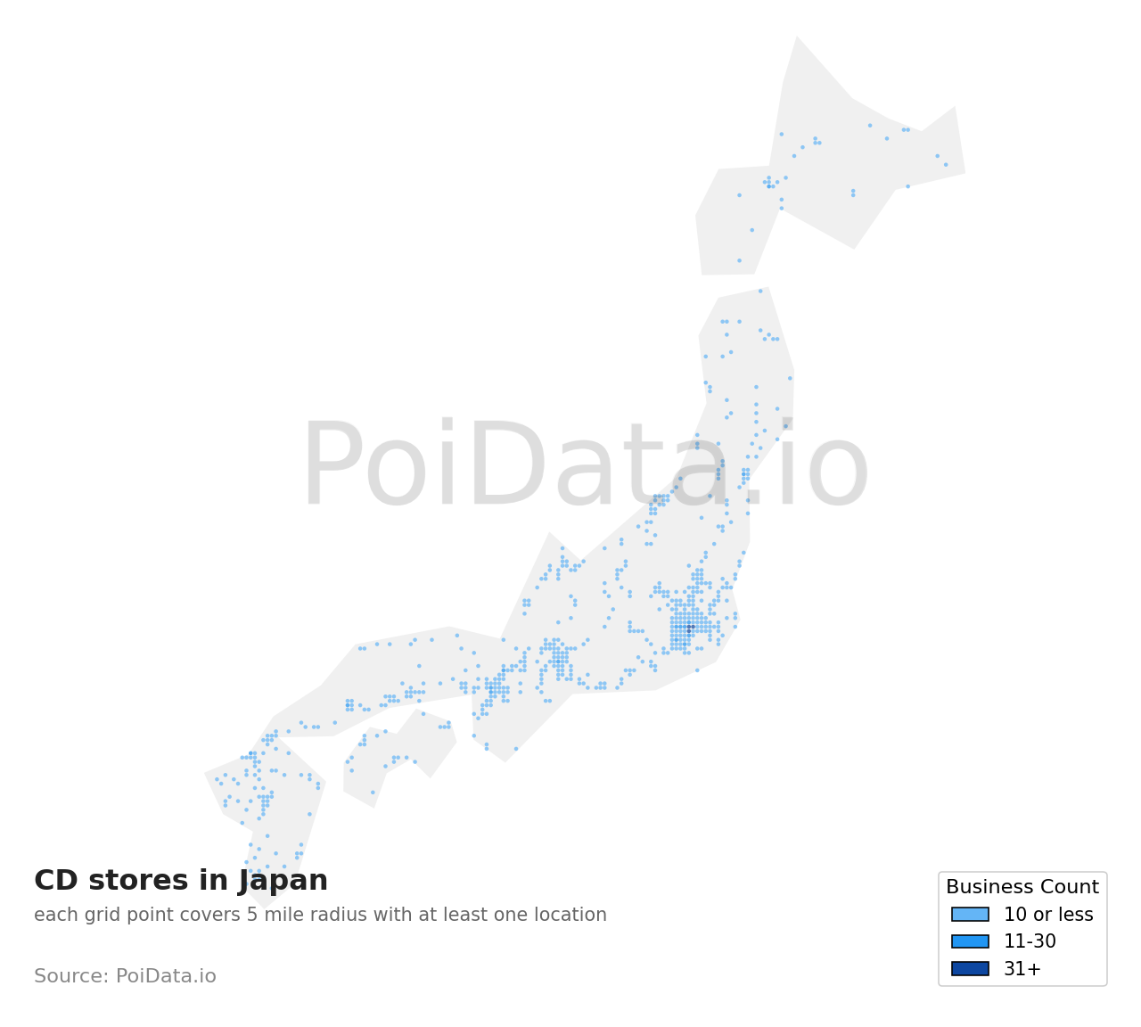 CD store density map for Kasuya District, Fukuoka, Japan