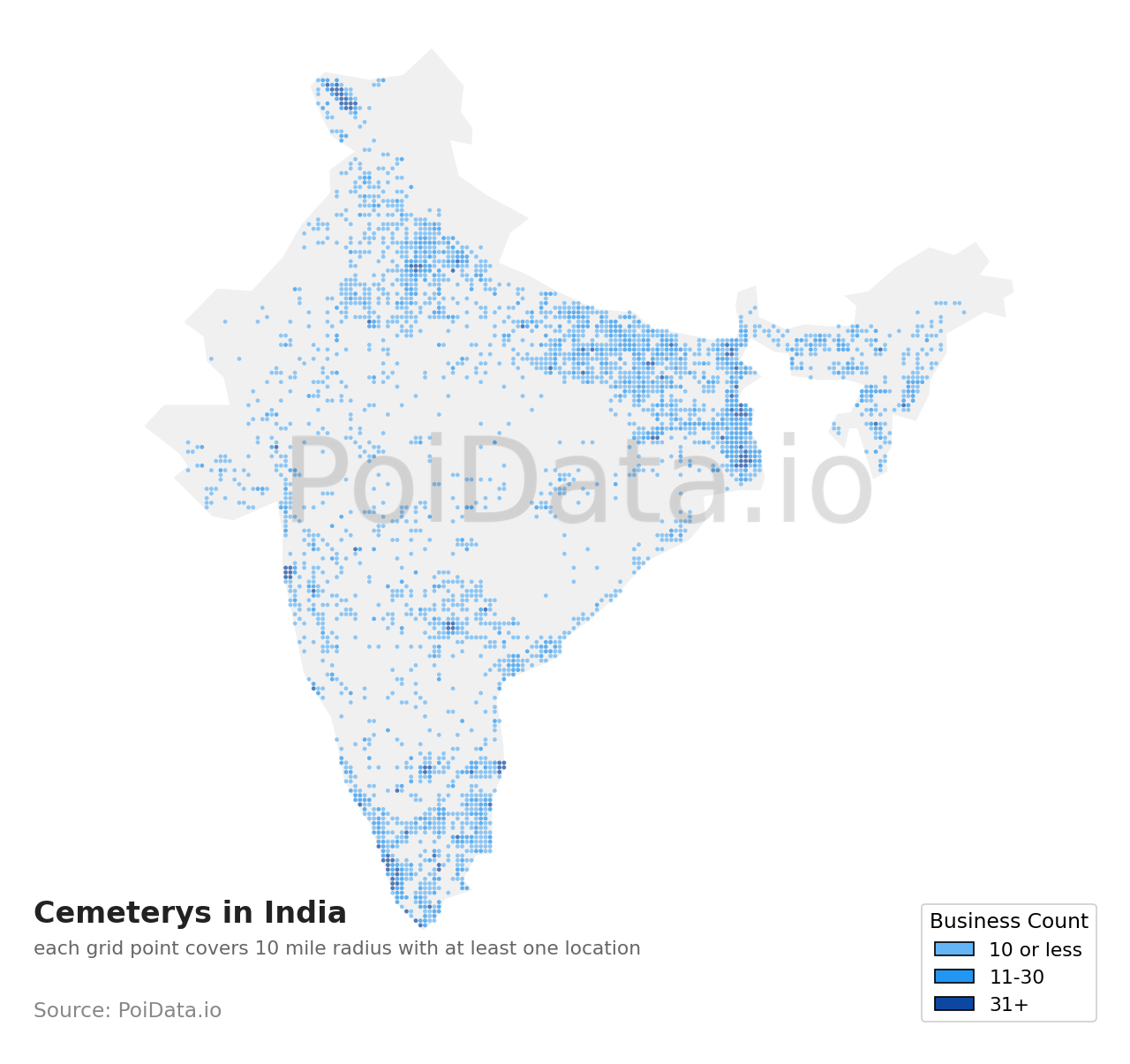 Cemetery density map for India