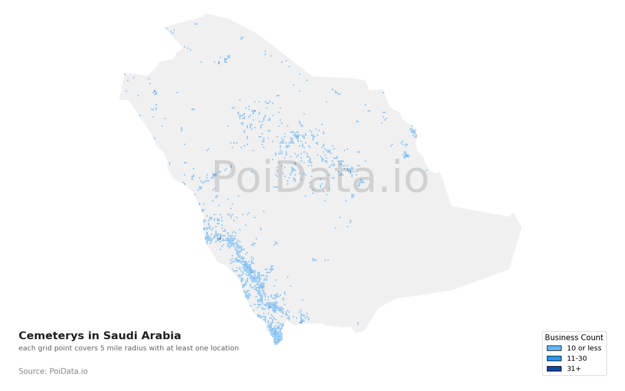 Cemetery density map for Saudi Arabia