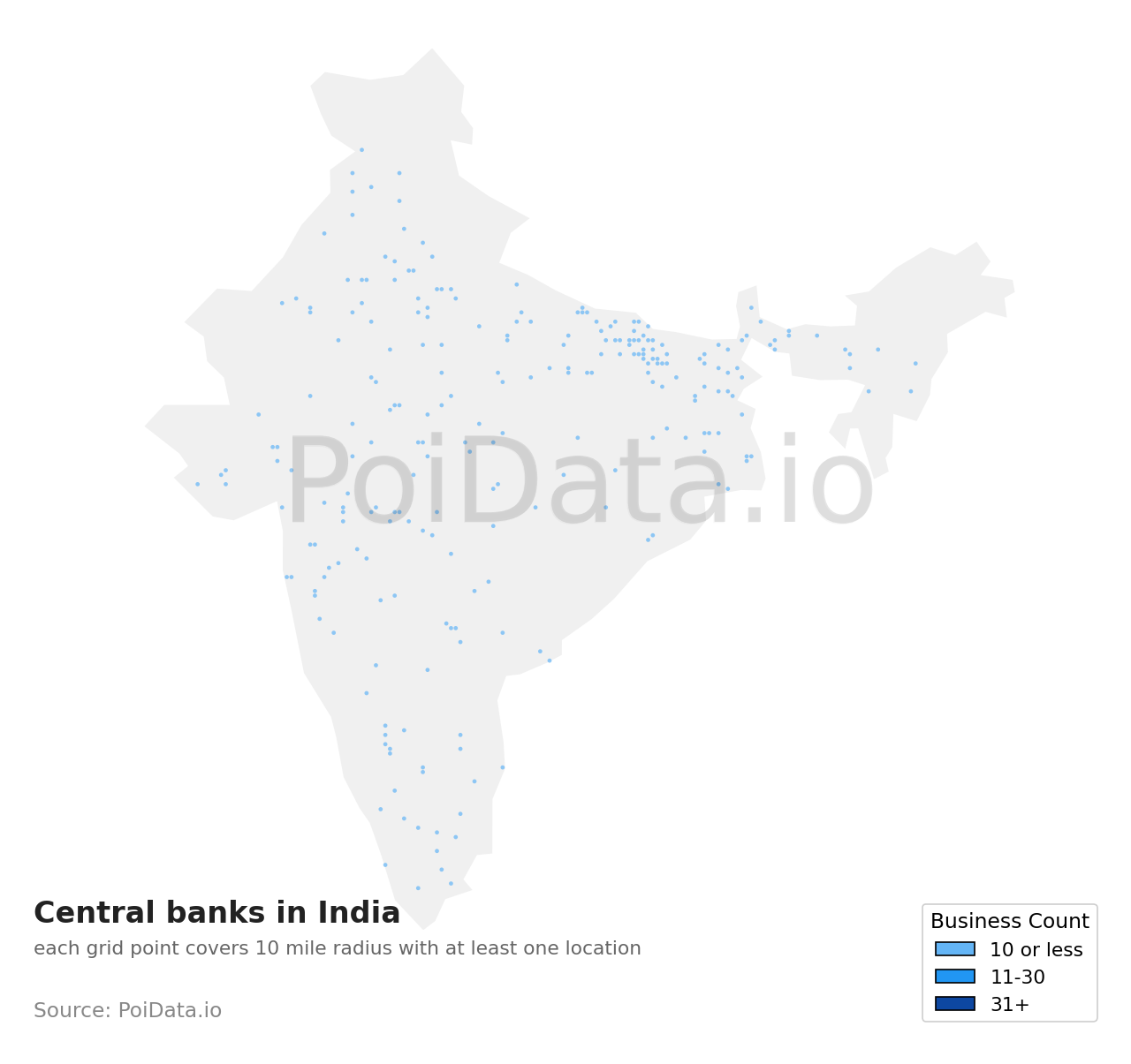 Central bank density map for India