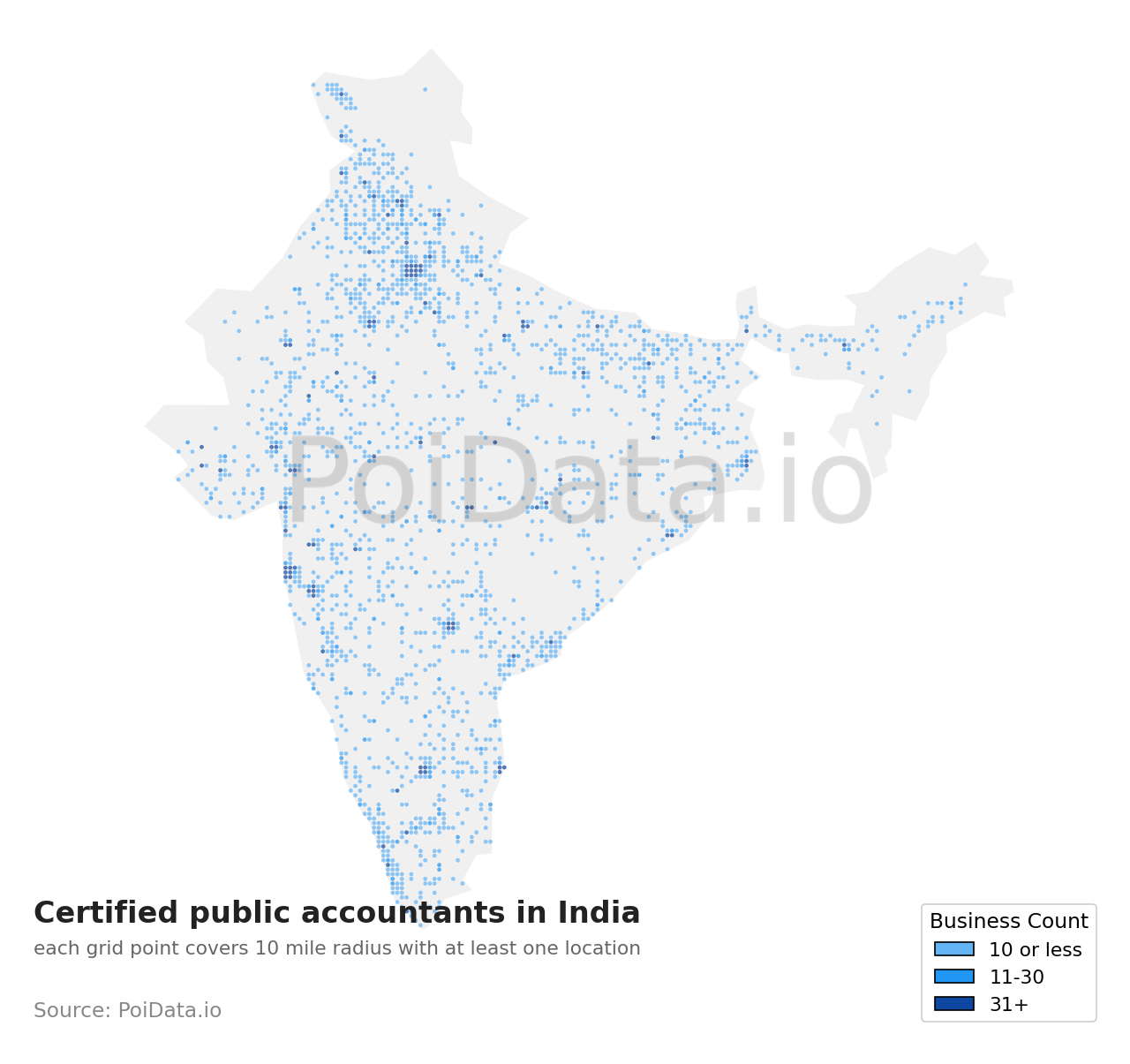 Certified public accountant density map for India