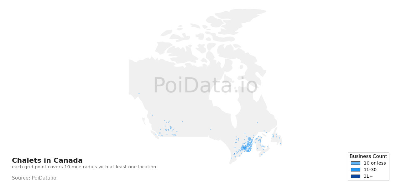 Chalet density map for Alberta, Canada