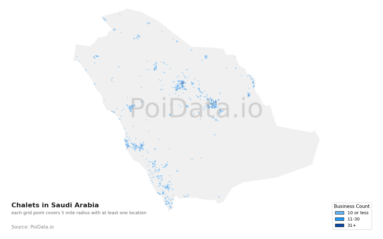 Chalet density map for Saudi Arabia