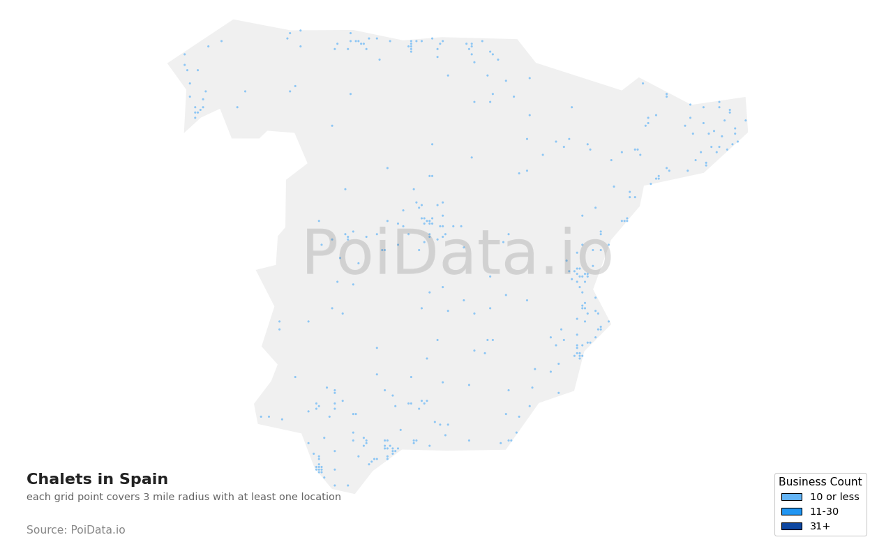 Chalet density map for Spain