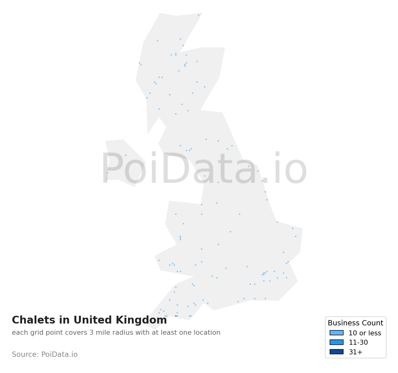 Chalet density map for United Kingdom