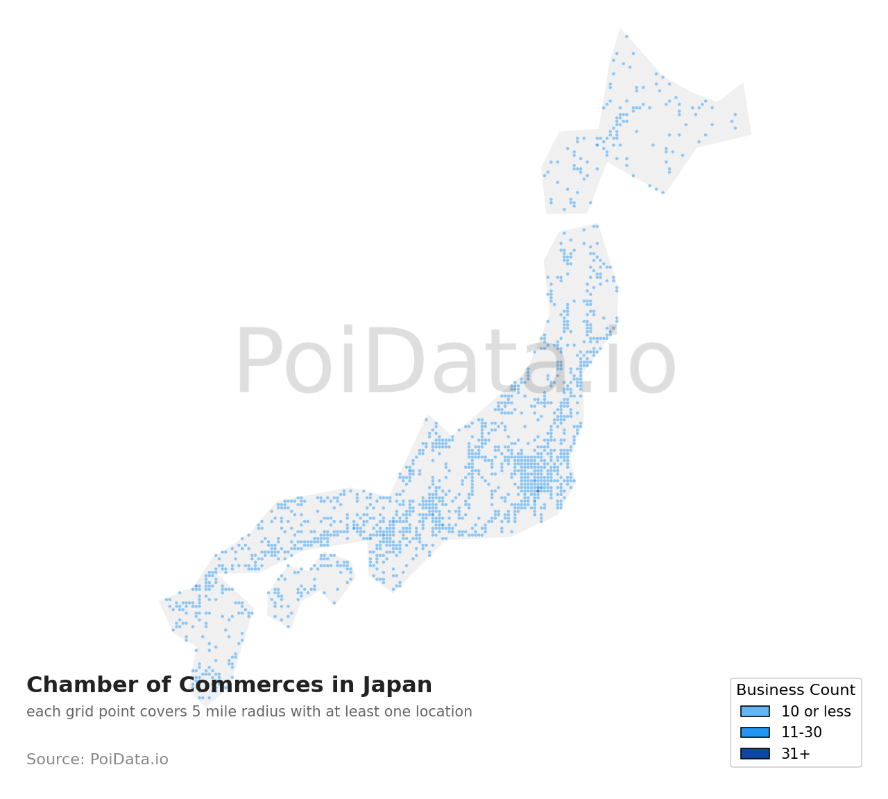Chamber of Commerce density map for Japan