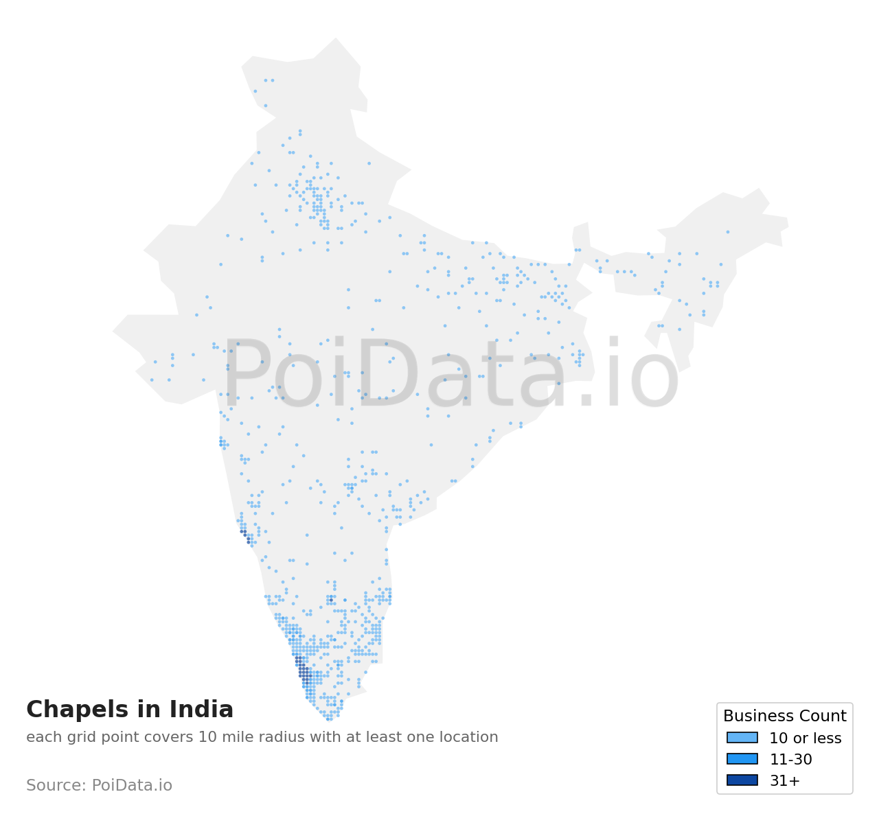 Chapel density map for India