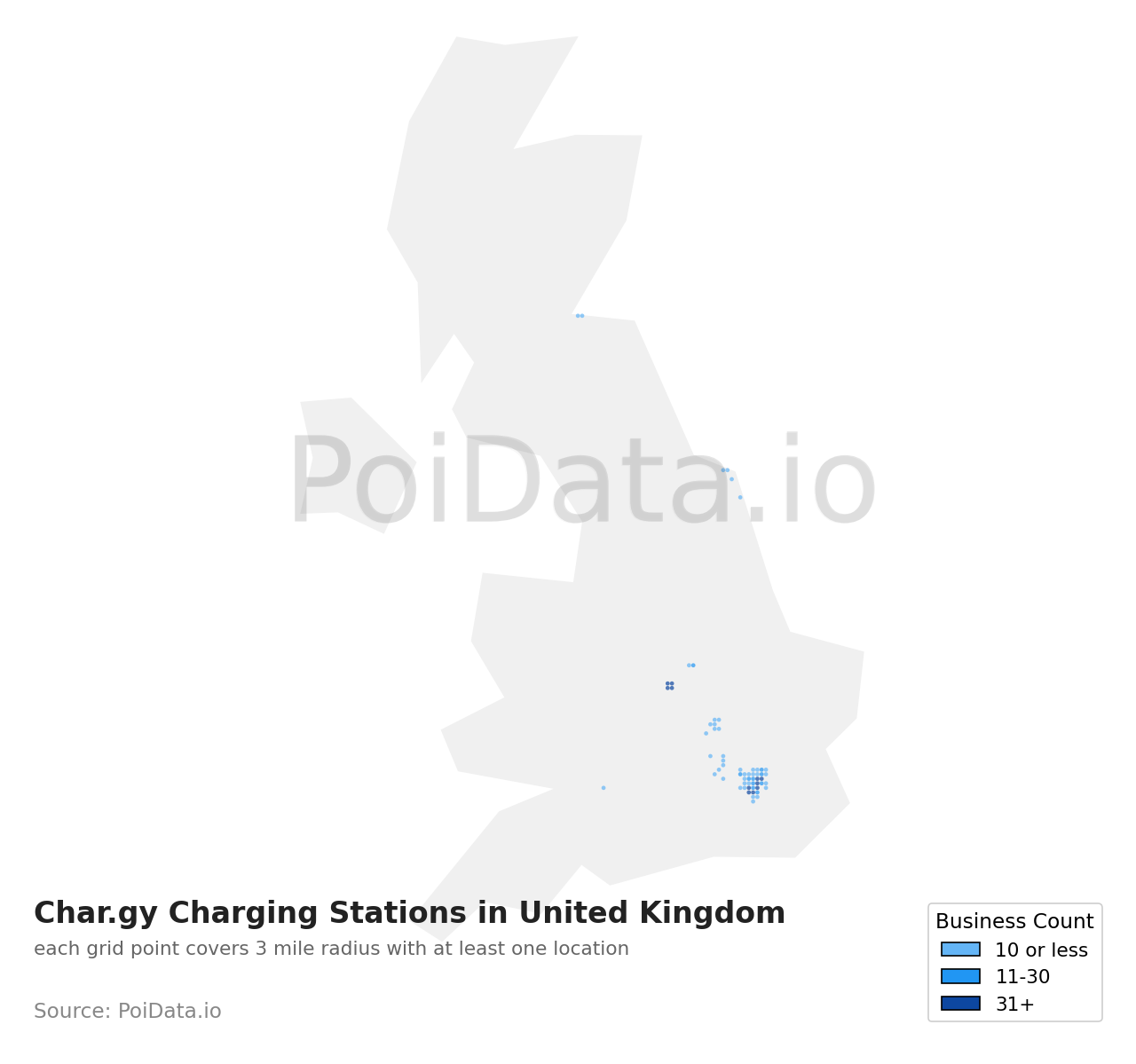 Char.gy Charging Station density map for United Kingdom