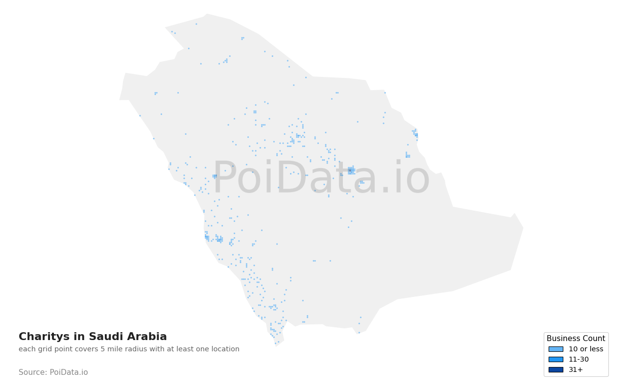 Charity density map for Saudi Arabia