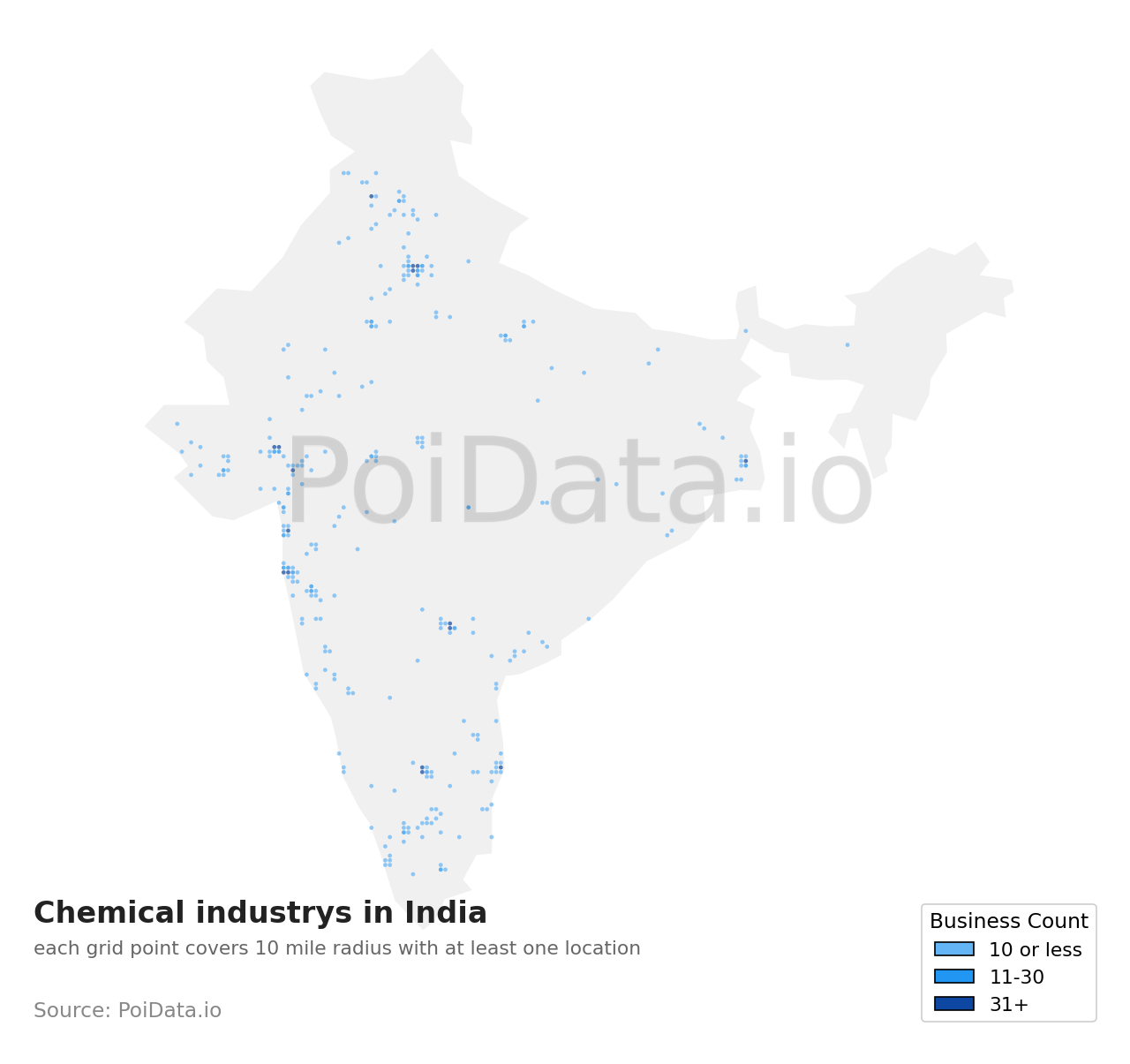 Chemical industry density map for India