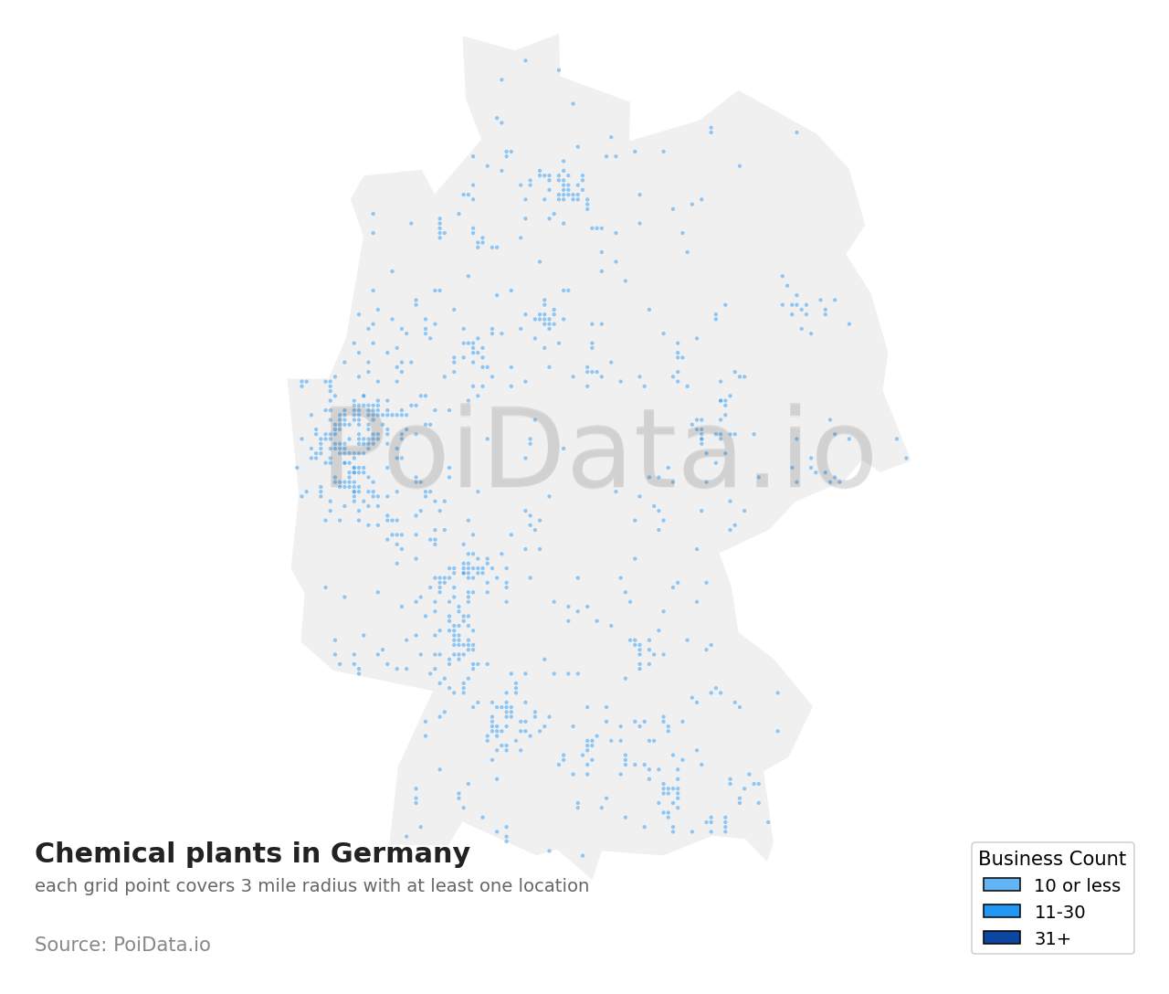 Chemical plant density map for Germany