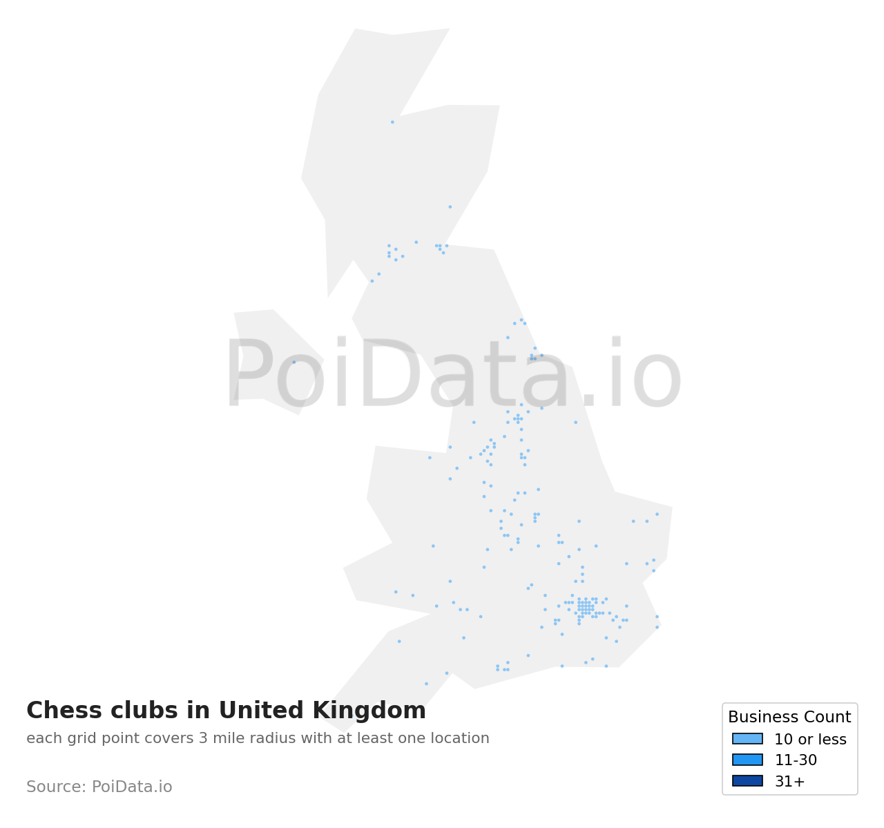 Chess club density map for United Kingdom