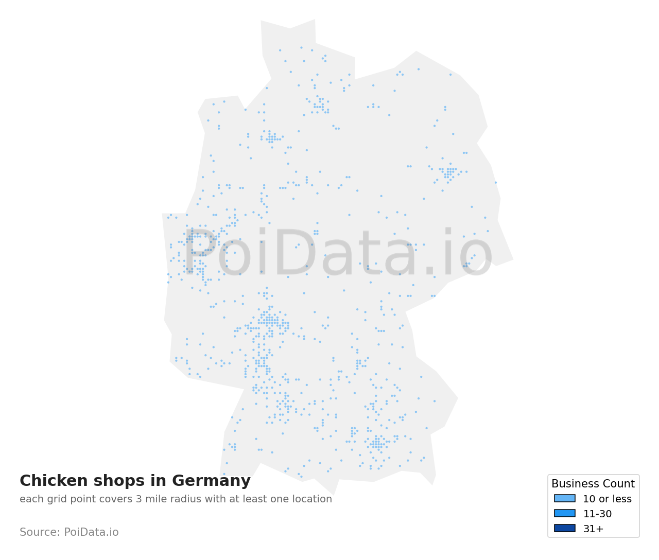 Chicken shop density map for Germany