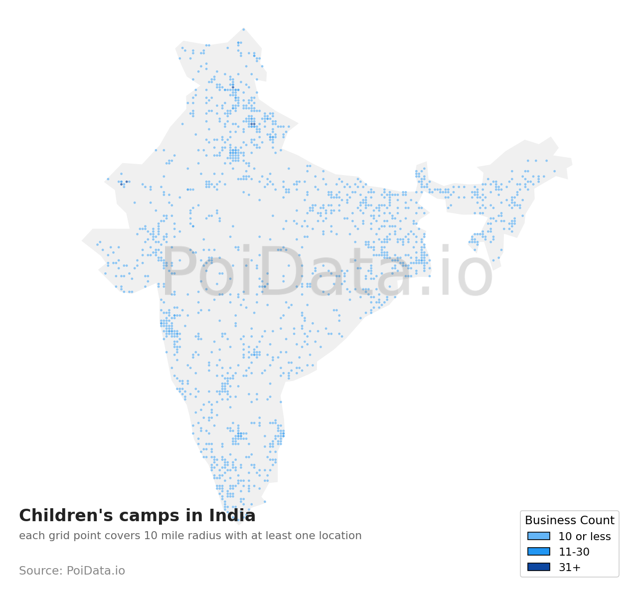 Children's camp density map for India