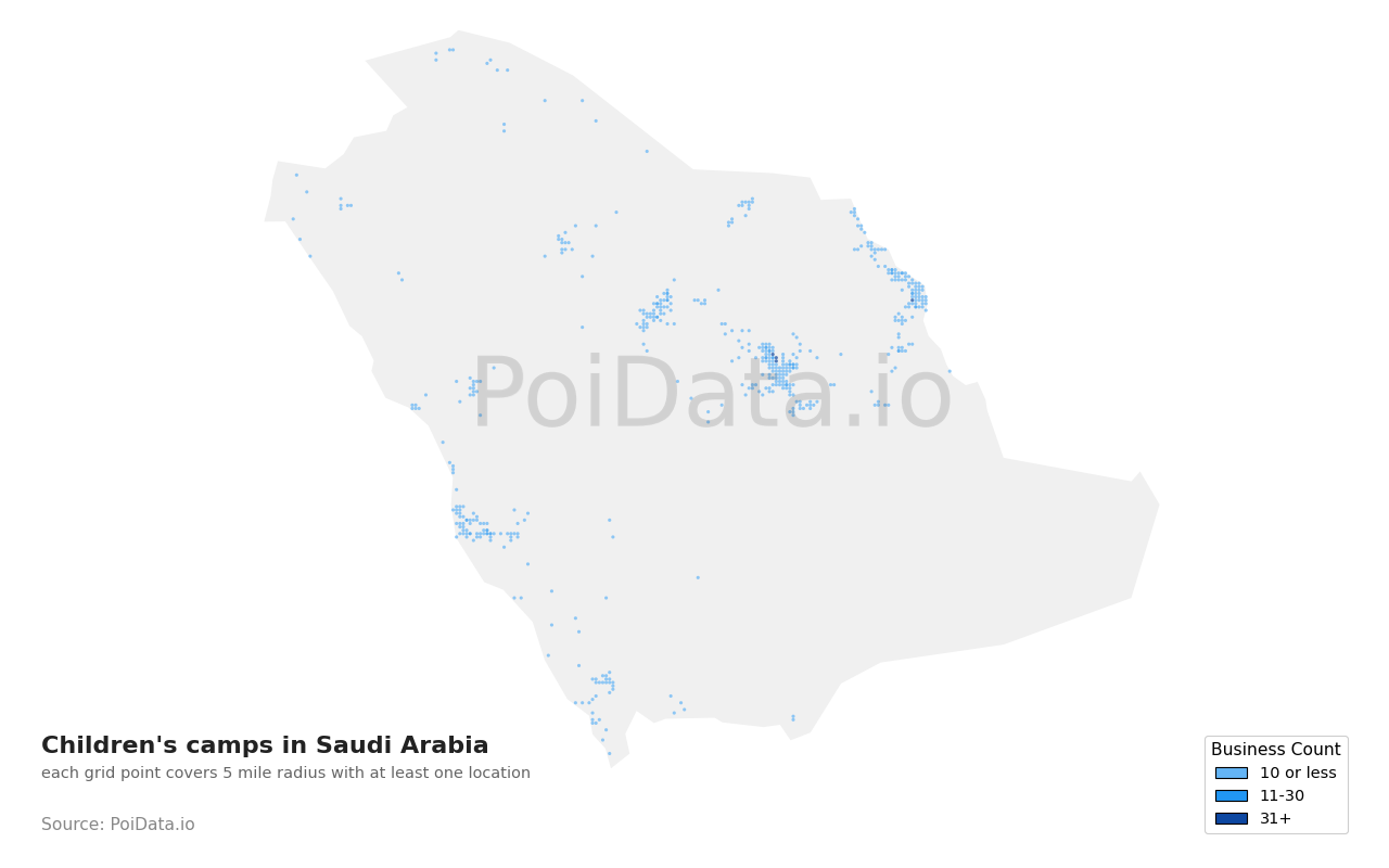 Children's camp density map for Saudi Arabia