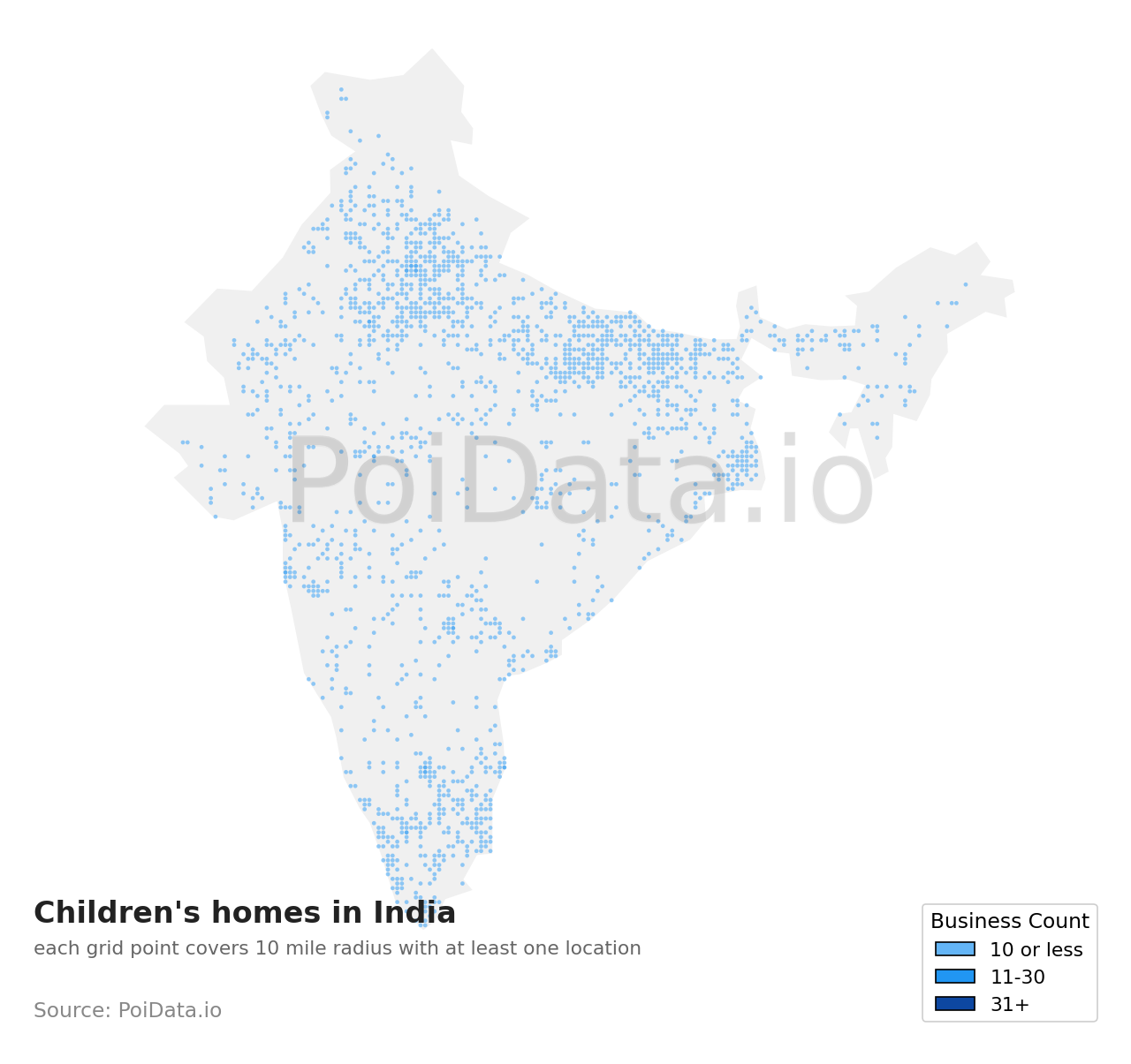 Children's home density map for India